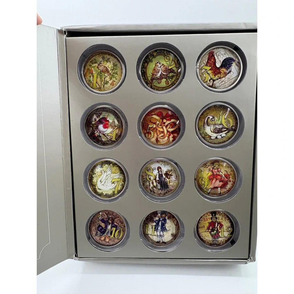 Pottery Barn 12 Days of Christmas Napkin Rings Set of 12 Multi Vintage Holiday